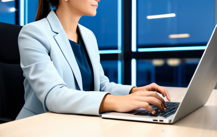 A professional businesswoman, fully clothed in a modest business suit, sitting comfortably at a sleek, minimalist desk in a modern office. Subtle, glowing abstract light patterns rise from the desk, symbolizing creative AI and innovation. The background is slightly blurred, hinting at an expansive, collaborative workspace. Perfect anatomy, correct proportions, natural pose, well-formed hands, proper finger count, natural body proportions, professional photography, high quality, crisp focus, appropriate attire, safe for work, appropriate content, professional, family-friendly.