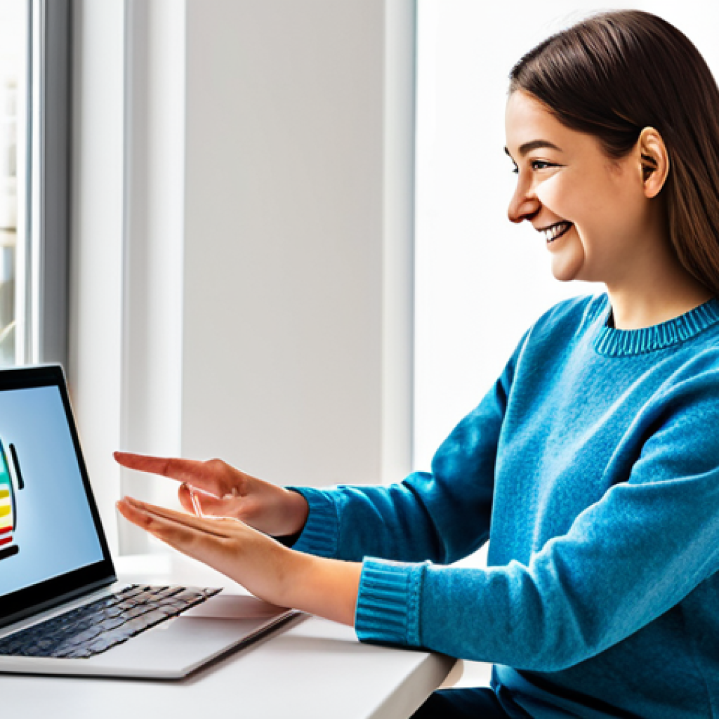 Personalized AI Tutoring**
A young, fully clothed student, wearing a modest sweater and jeans, is smiling and looking at a laptop displaying an AI tutoring interface with colorful graphs and interactive exercises. The background shows a bright, modern study room with bookshelves and plants. The scene evokes a sense of personalized learning and engagement. safe for work, appropriate content, fully clothed, family-friendly, professional illustration, perfect anatomy, correct proportions, natural pose, well-formed hands, proper finger count, natural body proportions, high resolution, detailed textures.
**