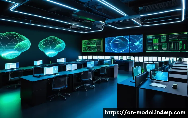 협력 학습 모델의 성과 측정 방법 - A high-tech collaborative AI training environment with multiple diverse computer nodes represented b...