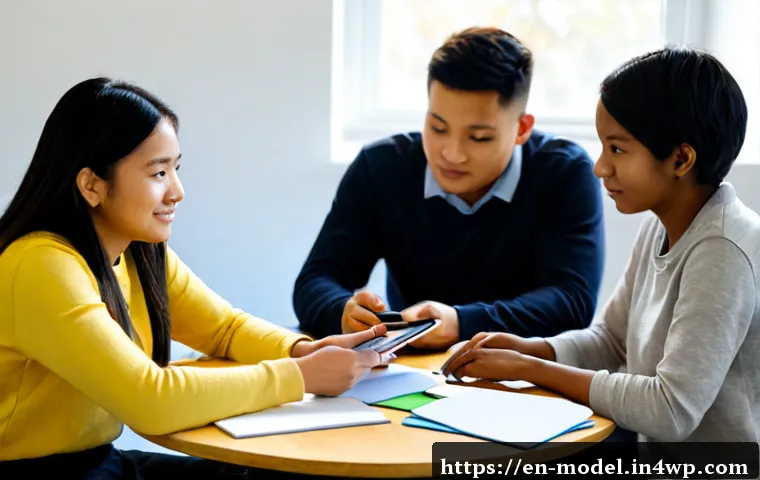 협력 학습의 새로운 패러다임 - Photorealistic collaborative learning workshop in a bright modern community college classroom, four ...