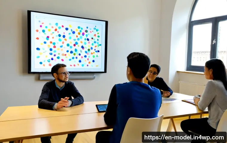 AI 협력 학습의 효과적인 커리큘럼 구성 - Photorealistic university workshop on collaborative AI learning, diverse adult students seated in sm...